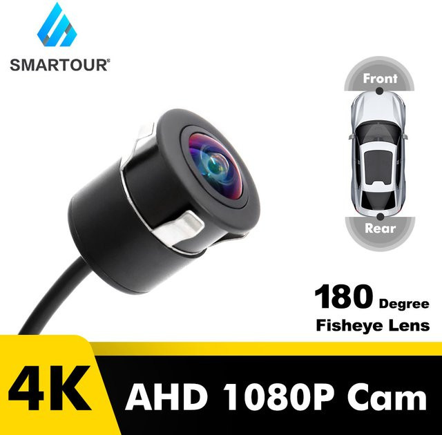 Smartour Auto-Vorder- und Rückansicht-Rückfahrkamera in Schwarz mit AHD 1080P Full HD und 180 Grad Weitwinkel sowie wasserdichter HD-Funktion - Bild 1