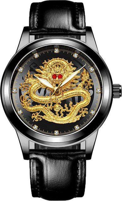 YIRAN Jewelry Armbanduhr, Quarz, Edelstahl, Schwarz, Herren - Bild 1