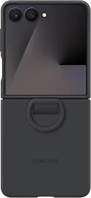 Samsung Galaxy Z Flip7 Silikonhülle mit Ring in Schwarz mit Soft-Touch Schutzrückseite - Bild 1