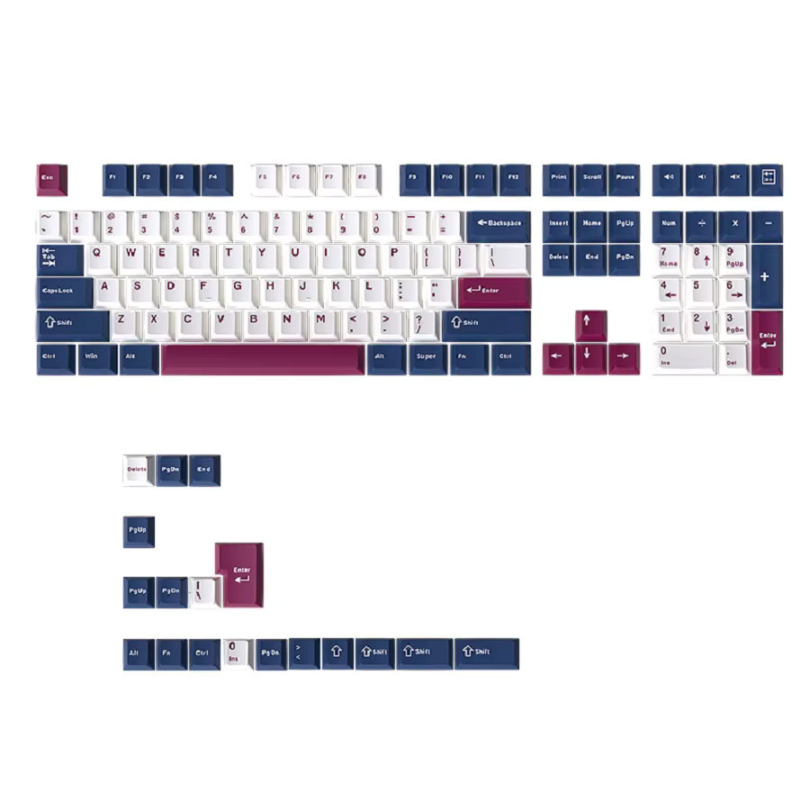 Skyloong Warrior Keycaps Blau-Weiß mit 126 Tasten, Double-Shot PBT Cherry Profile für MX mechanische Tastaturen - Bild 2