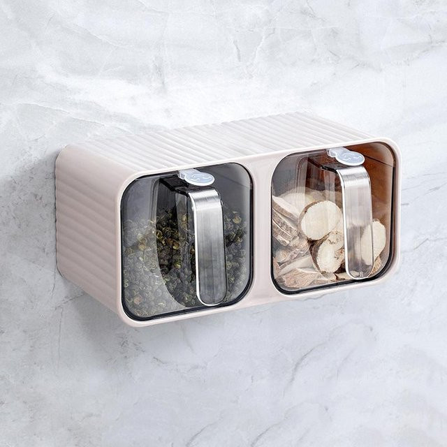 Yiran Furniture Gewürzbox zur Wandmontage mit Fächern in Weiß - Bild 1