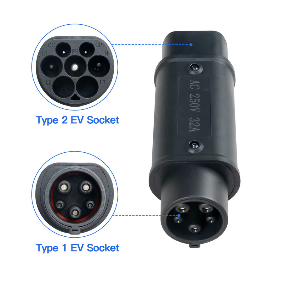 KOLANKY EV-Ladegerät-Adapter Typ 2 auf GBT 32 A 22 kW und Typ 2 auf Typ 1 SAE J1772 7,2 kW in Schwarz - Bild 2