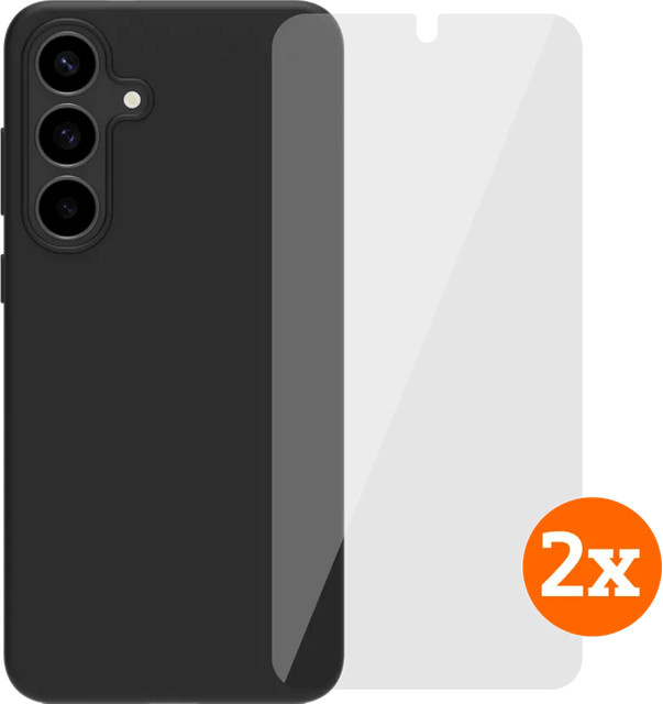 BlueBuilt Samsung Galaxy S25 FE Schutzset aus Backcover in Schwarz und Panzerglas Doppelpack - Bild 1