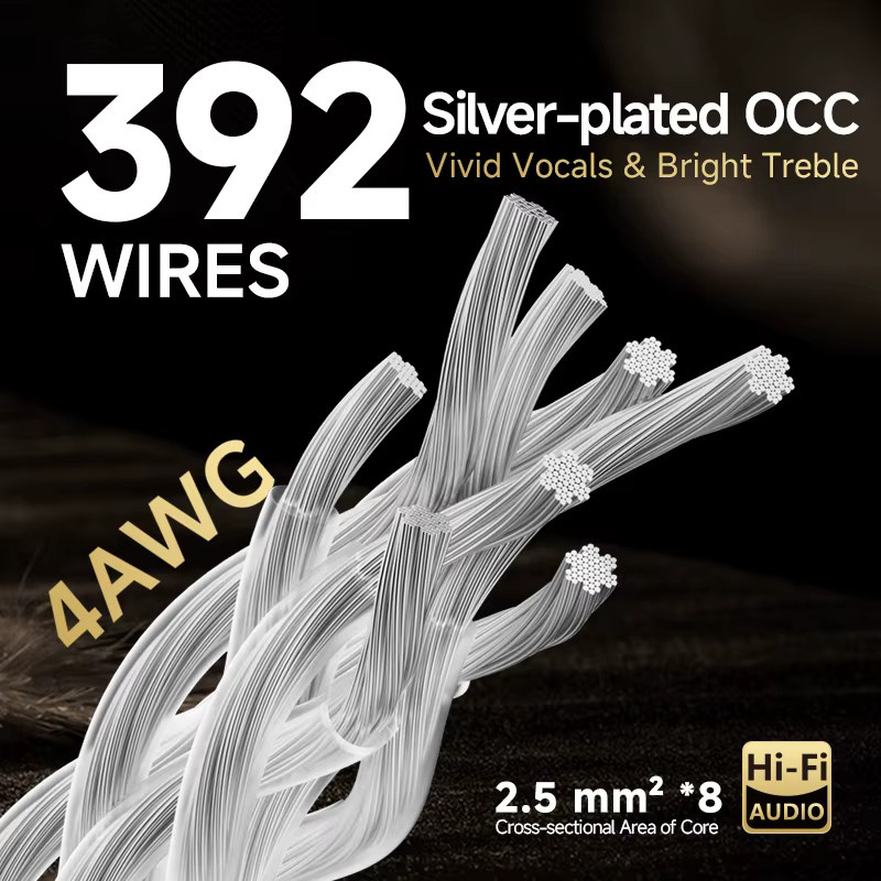 TODN HiFi-Stromkabel mit 7N versilberten OCC-Leitern für DAC und Verstärker in Silber - Bild 2