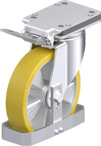Blickle Stahlblech-Lenkrolle LH-ALTH 200K-IS-FS in Silber und Gelb mit 200 mm Rad-Durchmesser und 800 kg Tragfähigkeit - Bild 1