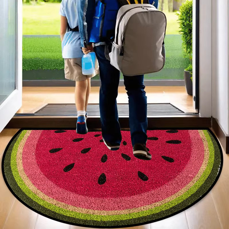 VIKAMA Wassermelonen Halbkreis-Fußmatte, rutschfeste Willkommensmatte für drinnen und draußen, Mehrfarbig, B: 60,0 cm, T: 40,0 cm - Bild 3