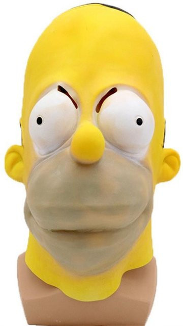 FluxAtelier Die Simpsons Maske, Latex Kostüm Kopfbedeckung, Gelb - Bild 1