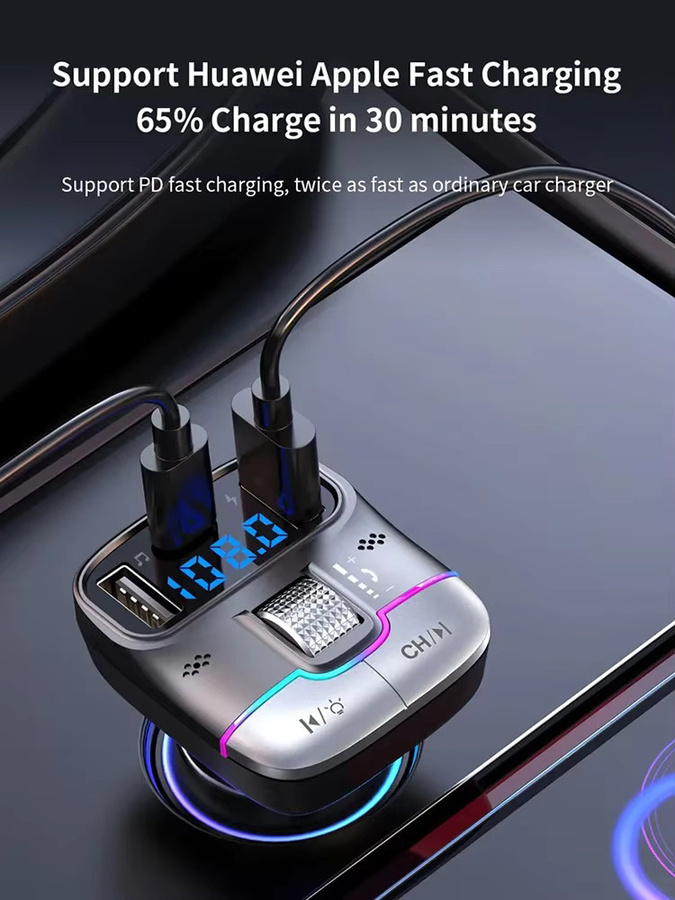 OnePlus Bluetooth 5.4 FM-Transmitter mit Freisprecheinrichtung und Schnellladeadapter in Schwarz - Bild 5