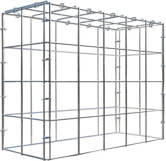 Gabiona C-Ring Anbaukorb Typ 3 in Silbergrau, Maschenweite 10 x 10 cm, B/T/H: 40 x 50 x 20 cm - Bild 1