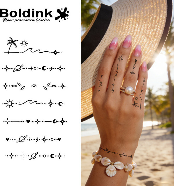 BOLDINK Bohemian Line Tattoo-Aufkleber, Unisex - Bild 1