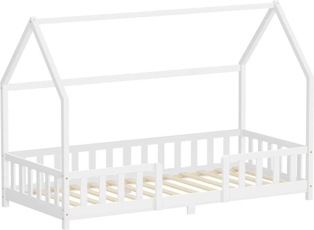 ML-Design Kinderbett im Hausdesign aus Kiefernholz mit Rausfallschutz und Dach, Weiß, B/T/H: 90 x 200 x 144 cm - Bild 2