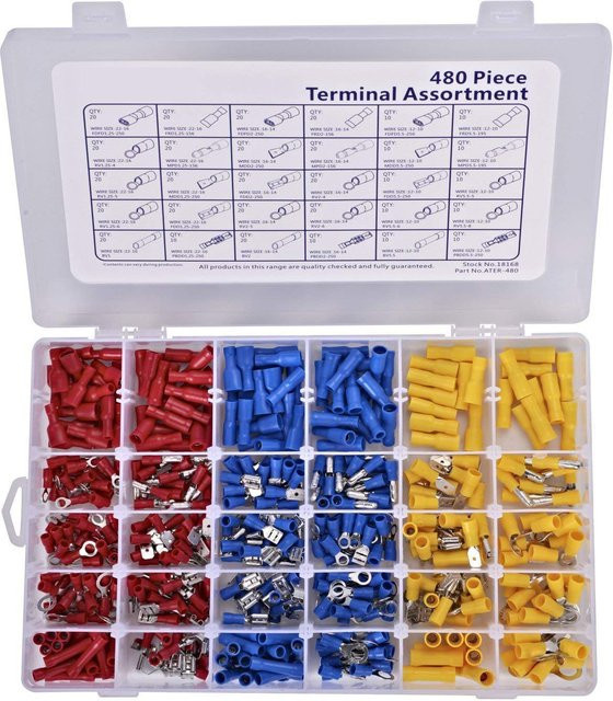 AOKIN 480-teiliges Set mit isolierten elektrischen Kabelklemmen und Crimp-Steckverbindern inklusive Aufbewahrungskoffer - Bild 1
