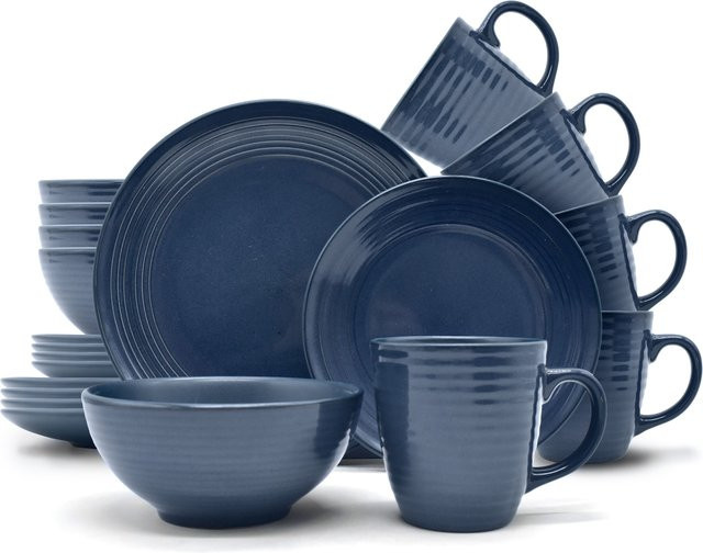 Echtwerk 24-teiliges Vintage Kombiservice Alicia aus Stoneware in Dunkelblau für 6 Personen - Bild 1