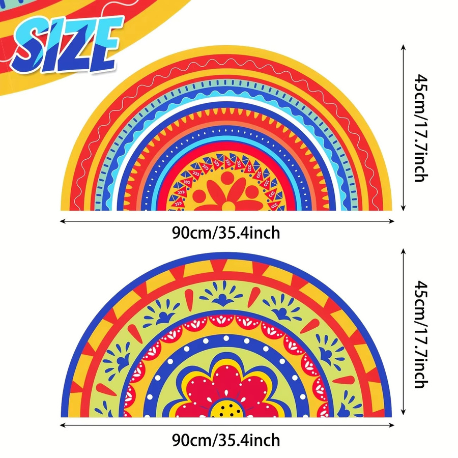 VIKAMA 2-teiliges Set mexikanische Partybanner mit bunten geometrischen Flaggen für festliche Anlässe und Festivals, Mehrfarbig - Bild 3