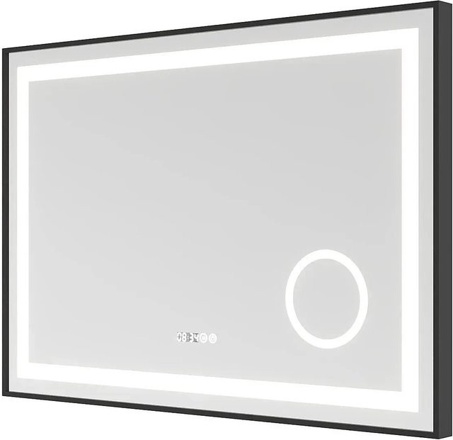 Aquabatos LED Badspiegel in Schwarz mit 3-facher Vergrößerung, dimmbar und mit Touch-Schalter, B: 100 cm, H: 70 cm - Bild 1