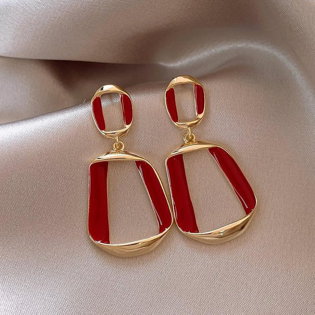 YIRAN Jewelry Ohrringe, Kupfer, Rot, Emaille, Damen - Bild 1