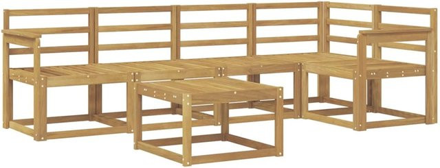 vidaXL 6-teilige Outdoor-Sofagarnitur aus Massivholz Akazie in Weiß mit L-Form und Tisch - Bild 1