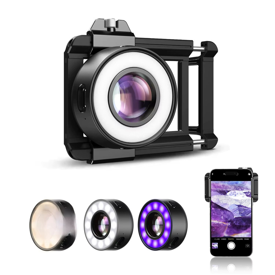 APEXEL Tragbare Handy-Mikroskoplinse 120X mit LED-Beleuchtung und Augenmuschel in Schwarz für iPhone und Android-Smartphones - Bild 7