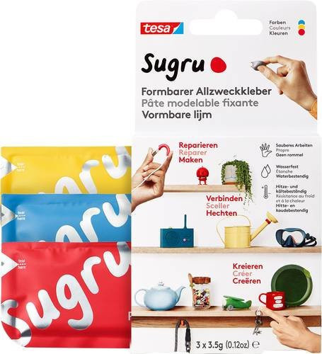 Tesa Sugru Klebeknete Set in Rot, Blau und Gelb, 3 Stück - Bild 1