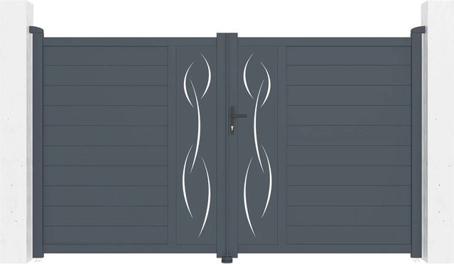 Casanoov Doppelflügeltor Life aus Aluminium in Grau, B/H: 300 x 180 cm - Bild 1
