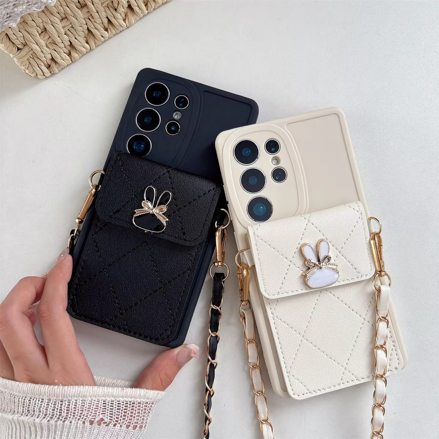 Crossbody Kartenhalter Brieftasche aus Leder mit Cartoon-Design als Handyhülle für Samsung Galaxy S25 S26 Ultra S24 S23 S21 S20 FE S22 Plus in Schwarz - Bild 2