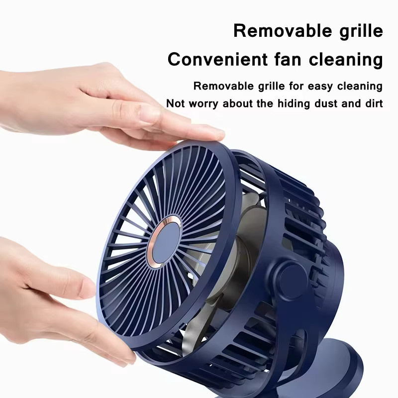 XIAOTREE Tragbarer USB-Tischventilator mit Clip, 10000 mAh Akku, Typ-C, wiederaufladbar, 360-Grad-Drehung und 4 Geschwindigkeiten, Mini-Ventilator in Weiß oder Blau - Bild 5