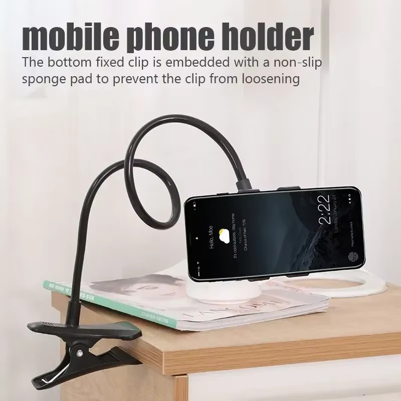 Opansten 360 Grad Clip Handy Halterung Flexibler Smartphone Ständer für Schreibtisch und Bett in Schwarz oder Weiß, Höhe: 70 cm - Bild 2