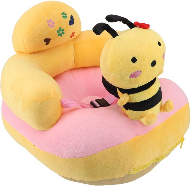Aimo Baby-Sofa-Stuhl aus Plüsch in Gelb mit Bluetooth und USB-Anschluss, verstellbarer Lernstuhl mit Zeichentricktier-Design - Bild 1
