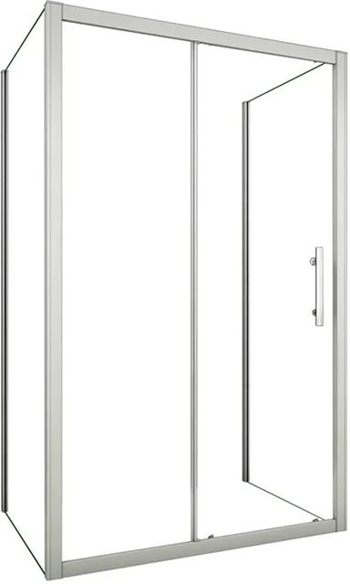 Duschparadies U-Duschkabine mit Schiebetür und Seitenwand aus 8mm Nano Glas in Clear, B/T/H: 80 x 100 x 190 cm - Bild 1