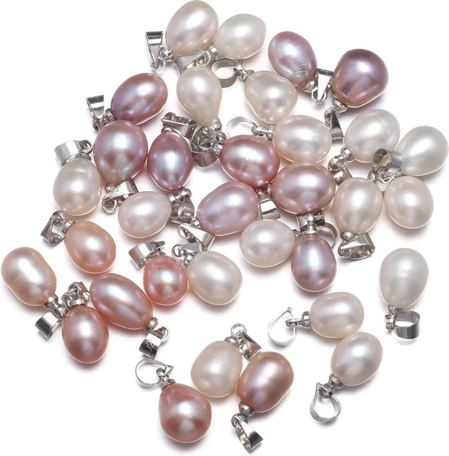 Anhänger Süßwasserperlen, 7–8 mm, Silber, Unisex - Bild 1