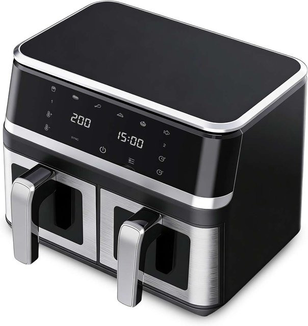 Aiorber Heißluftfritteuse 8L mit Sichtfenster und Digital-Touch-Display, 1400W XXL Air Fryer in Schwarz - Bild 1