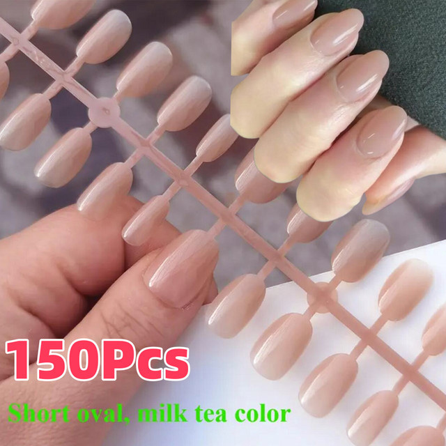 HotPress Künstliche Fingernägel, Nude Rosa, Oval, Glänzend, 150 Stück - Bild 1