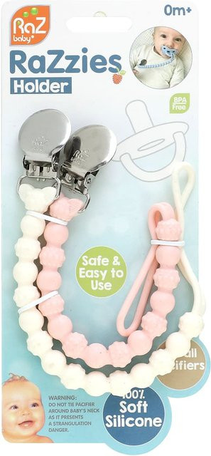 Razzies Schnuller Set für Babys ab 0M+ in Rosa, Beige und Weiß aus Silikon und Edelstahl, BPA-frei - Bild 1