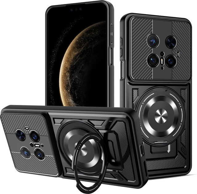 Magnetische Panzer-Schutzhülle für Vivo X300 Pro und Vivo X300 in Schwarz mit stoßfester Ringhalter-Funktion und MagSafe Unterstützung für kabelloses Laden - Bild 1