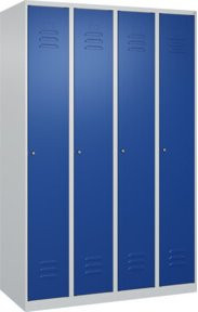 C+P Spind Classic PLUS Garderobenschrank mit 4 Abteilen, Stahlkonstruktion mit Zylinderschloss und 4 Garderobenhaken, B/T/H: 120 x 50 x 185 cm - Bild 1