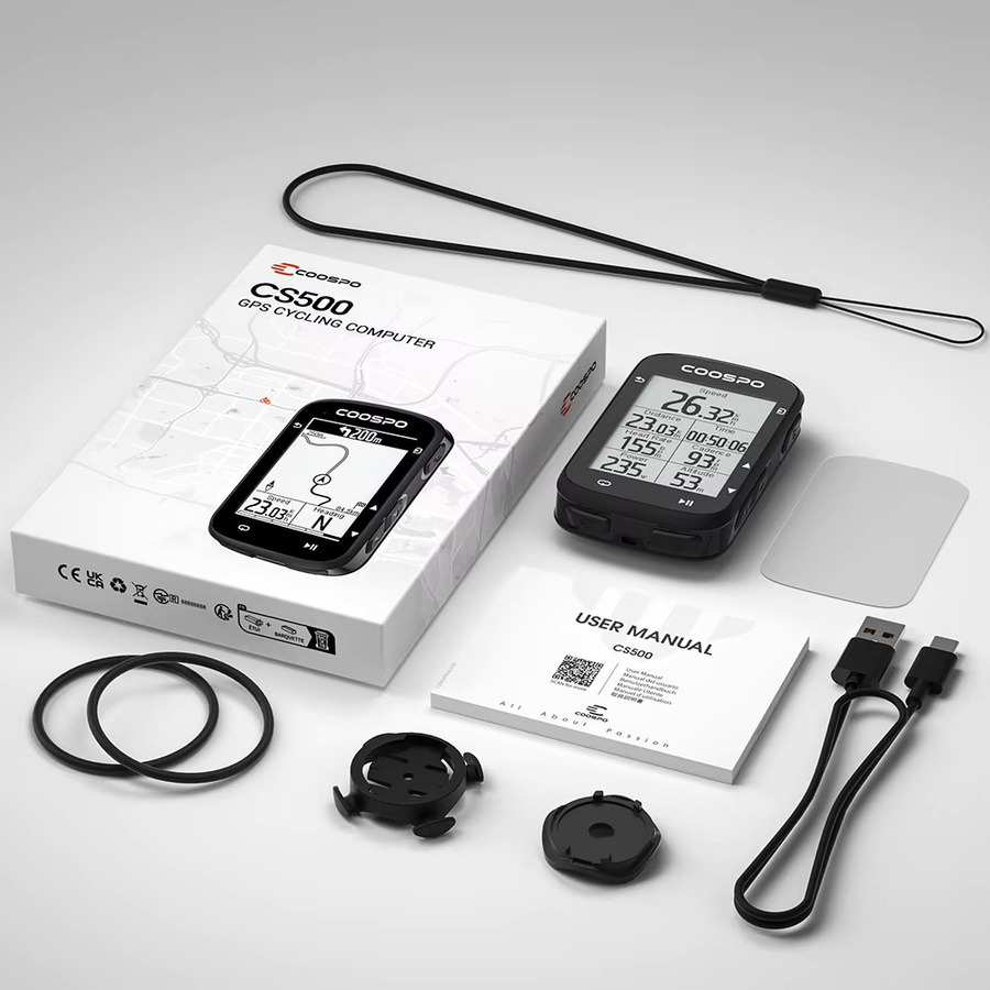 COOSPO CS500 GPS Fahrradcomputer mit Routennavigation, Bluetooth und ANT+ in Schwarz - Bild 6