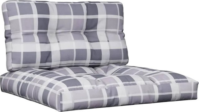 vidaXL Palettenkissen 2-teiliges Set Grau Kariert aus wasserabweisendem Polyester - Bild 1