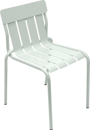 Fermob Stripe Stuhl aus pulverbeschichtetem Aluminium in Türkis und Weiß gestreift, stapelbar