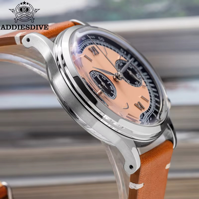 ADDIESDIVE Chronograph Quarz, 38 mm, Lederarmband, Herren - Bild 5