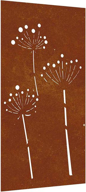 Gartenmauer-Dekoration VD Home Furnishing aus Cortenstahl in Braun mit Blumen-Design, Breite: 105 cm, Höhe: 55 cm - Bild 1