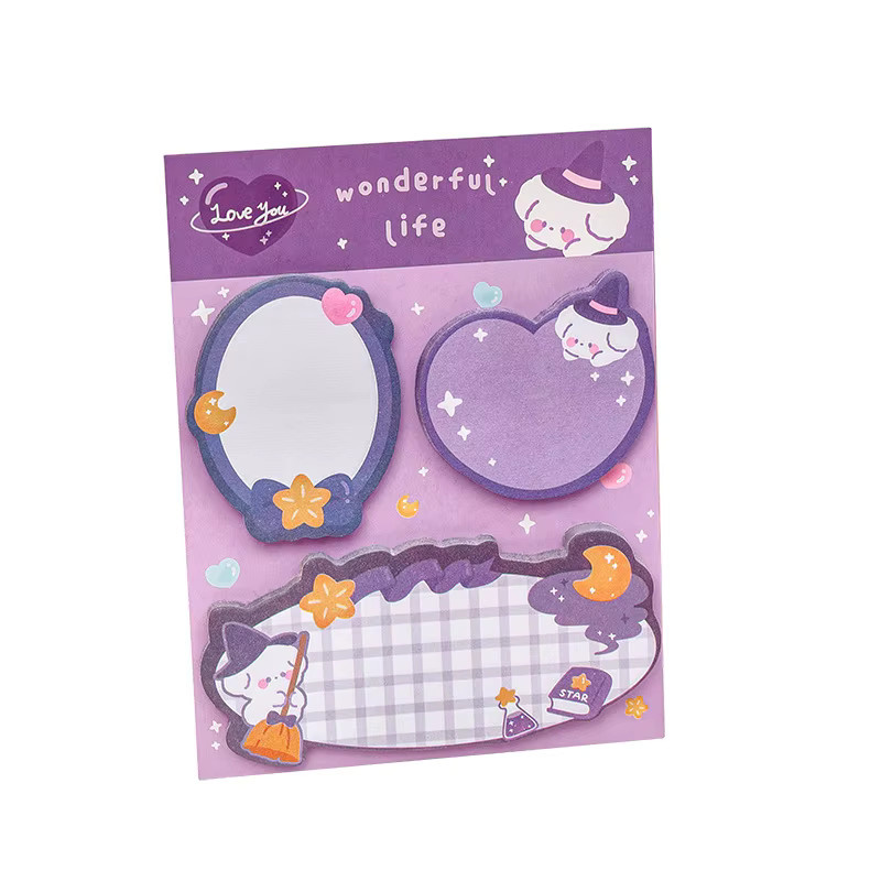 Niedrige Haftnotizen mit Kawaii Cartoon Motiven Erdbeere Kaninchen Bär in Mehrfarbig - Bild 2