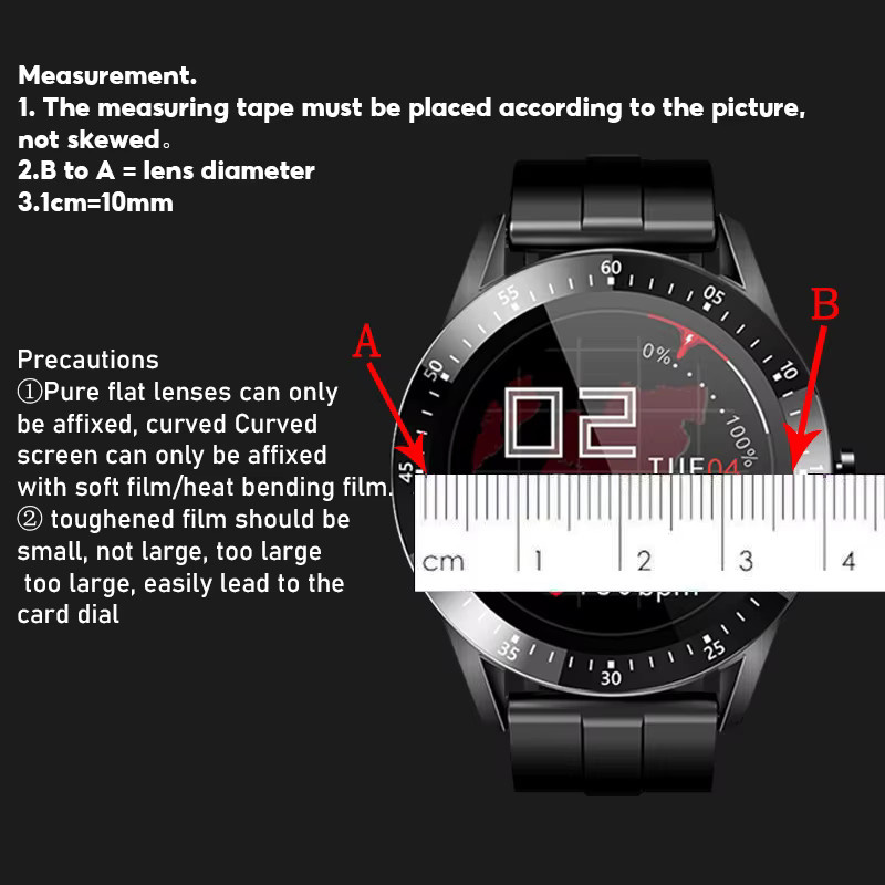 YIFILM Screen Protector Glas, Schwarz, Xiaomi Smart Uhr, 26-46 mm - Bild 3