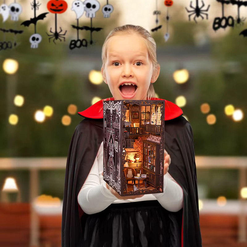 Battoom Hölzerne Buchnischen-Puppenhäuser, Bauspielzeug, mit LED-Licht - Bild 4