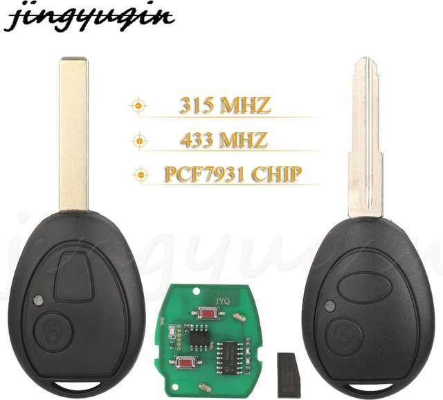 Jingyuqin Auto Fernbedienung mit 2 Tasten für BMW Mini Cooper R53 R50, MG7 und Land Rover Discovery, 315/433 MHz, PCF7931, Schwarz - Bild 1