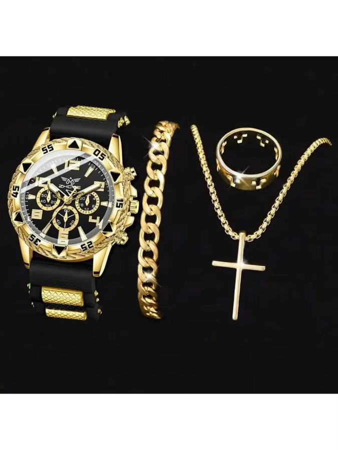 RUNERR Schmuck-Set, Digitaluhr, Quarz, Edelstahl, Schwarz, Herren - Bild 3
