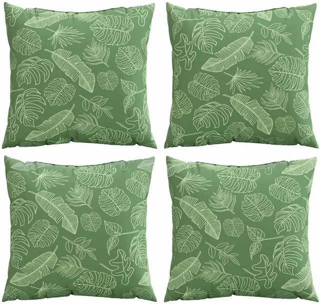 4er-Set vidaXL Streupillows mit Blattmuster in Grün, quadratisch, aus Polyester, B/T: 50 x 50 cm - Bild 1