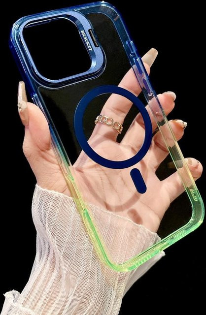 YULIN Schutzhülle mit magnetischem Linsenständer und Farbverlauf für iPhone 17 Pro Max, 17 Air, 16e, 16, 15, 14, 13 Pro in Blue Multicolour - Bild 1