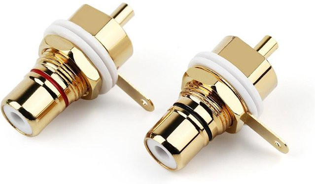 HEDANP Audio Jack 3,5 mm Klinkenanschluss RCA Stecker Buchse Lautsprecher Terminal Chassis Panel Mount in Gold und Multicolour - Bild 1