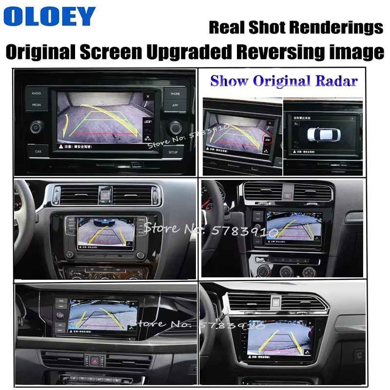 OLOEY Rückfahrkamera mit dynamischer Flugbahn für Skoda Fabia III 3 NJ (2016-2024) MIB Upgrade, Schwarz - Bild 4