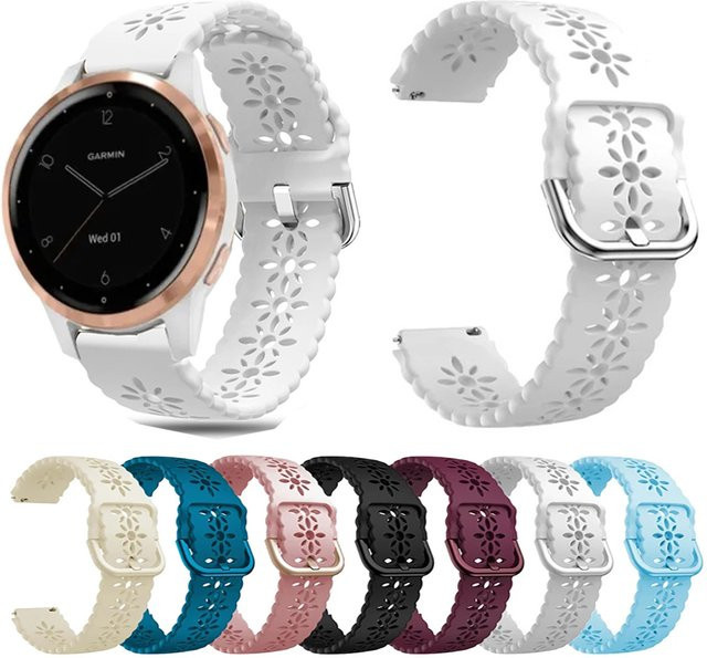 QCTOG Uhrenarmband Silikon, 18 mm, für Garmin Venu 2s, vivo active 3s, 4s, vivomove 3s - Bild 1